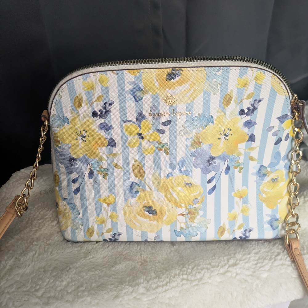 Nanette Lepore Yellow and Blue Floral Crossbody Bag